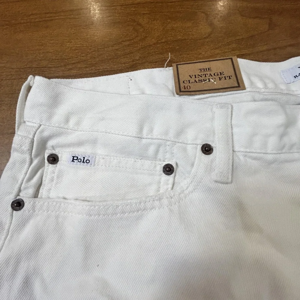 Polo Ralph Lauren Shorts Mens 40 White Vintage Classic Fit Denim 9 Inseam NWT